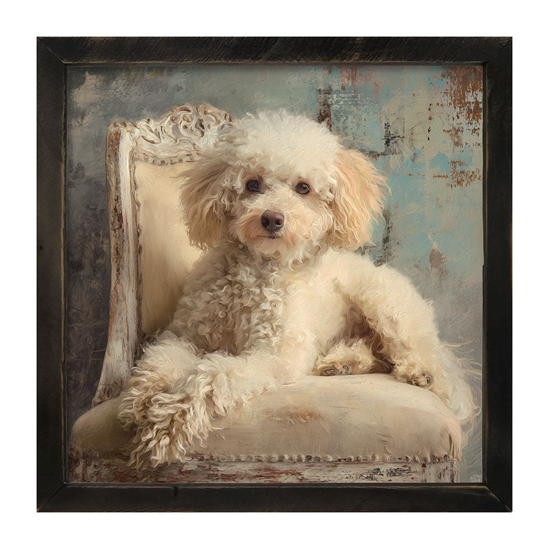 Armchair with Toy Poodle Dog - Framed Art