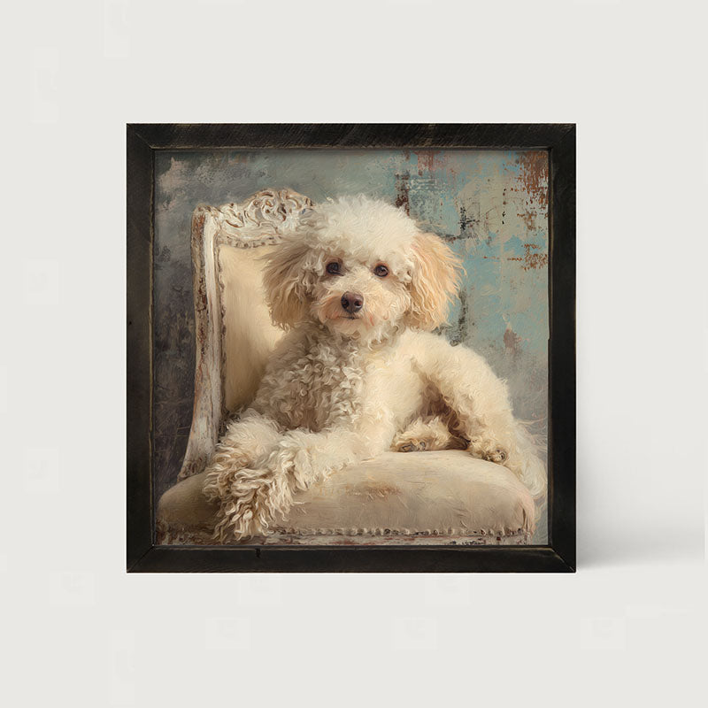 Armchair with Toy Poodle Dog - Framed Art