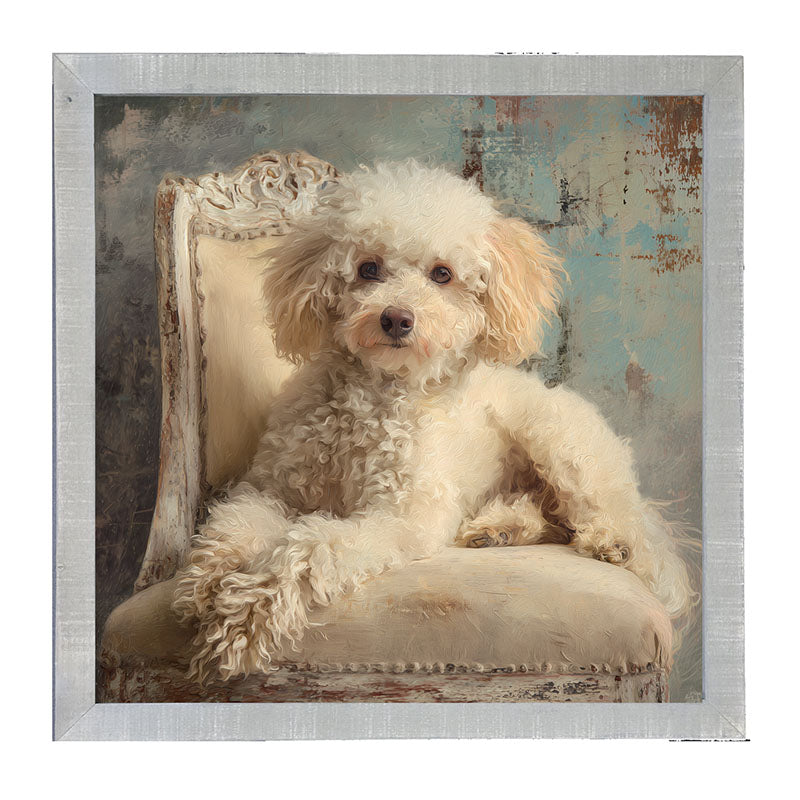 Armchair with Toy Poodle Dog - Framed Art