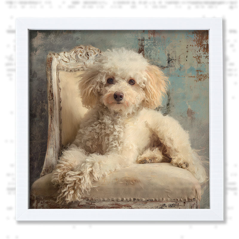 Armchair with Toy Poodle Dog - Framed Art
