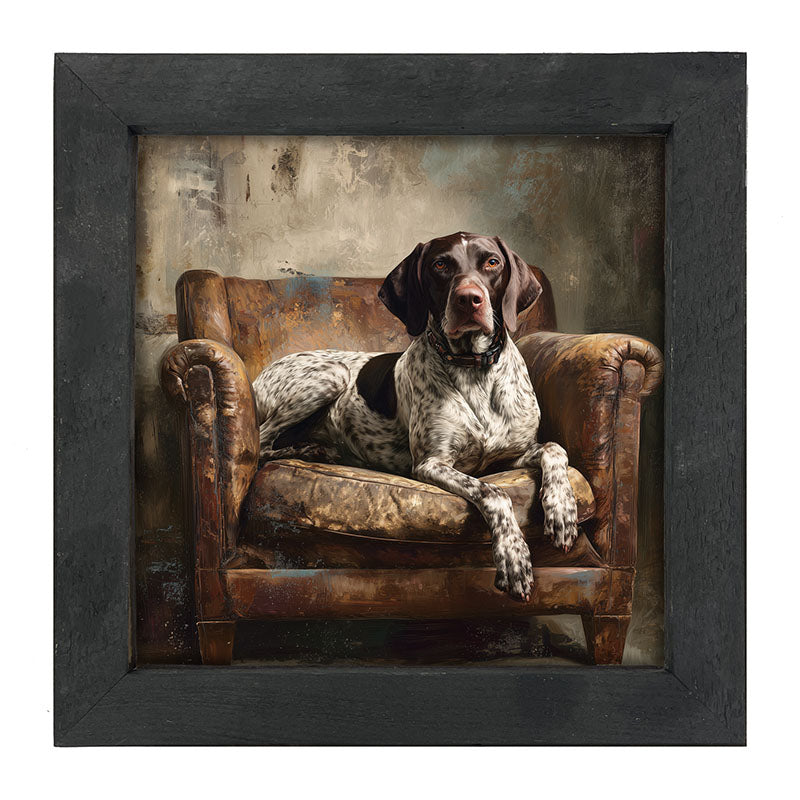 Armchair with American Pointer Dog - Framed Art