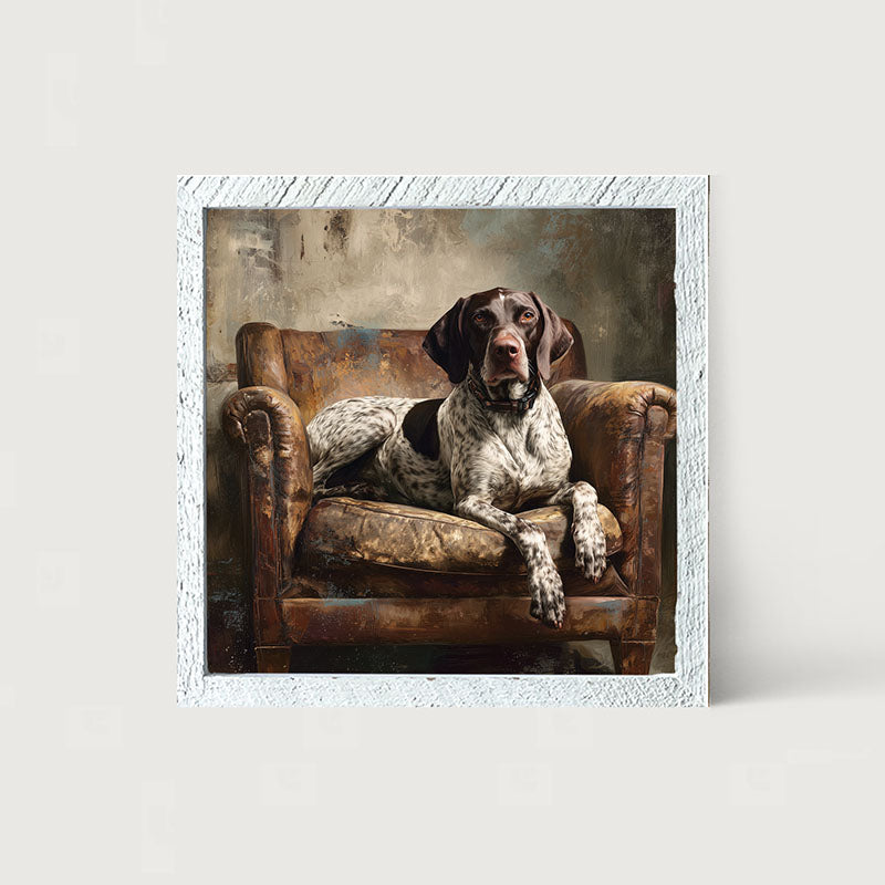 Armchair with American Pointer Dog - Framed Art