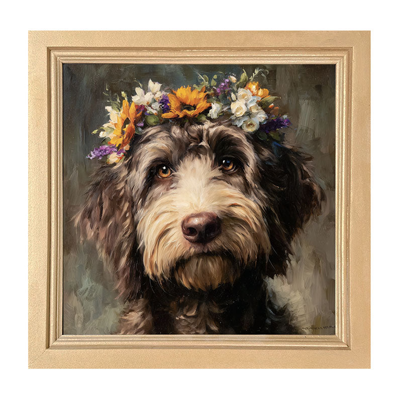 Spring Season Black Labradoodle - Framed Art