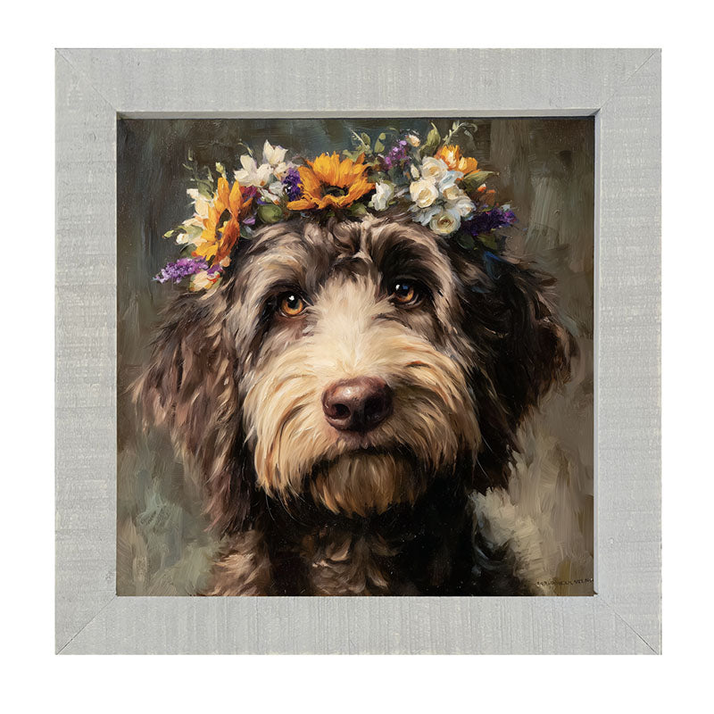 Spring Season Black Labradoodle - Framed Art