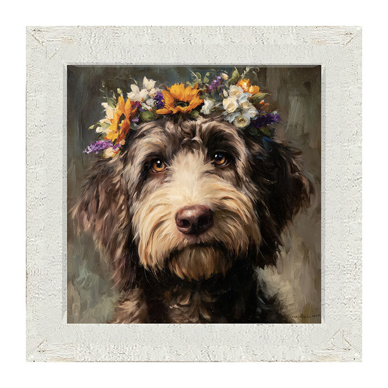 Spring Season Black Labradoodle - Framed Art