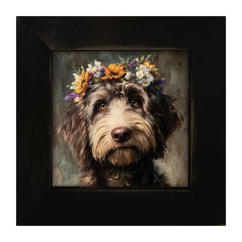 Spring Season Black Labradoodle - Framed Art