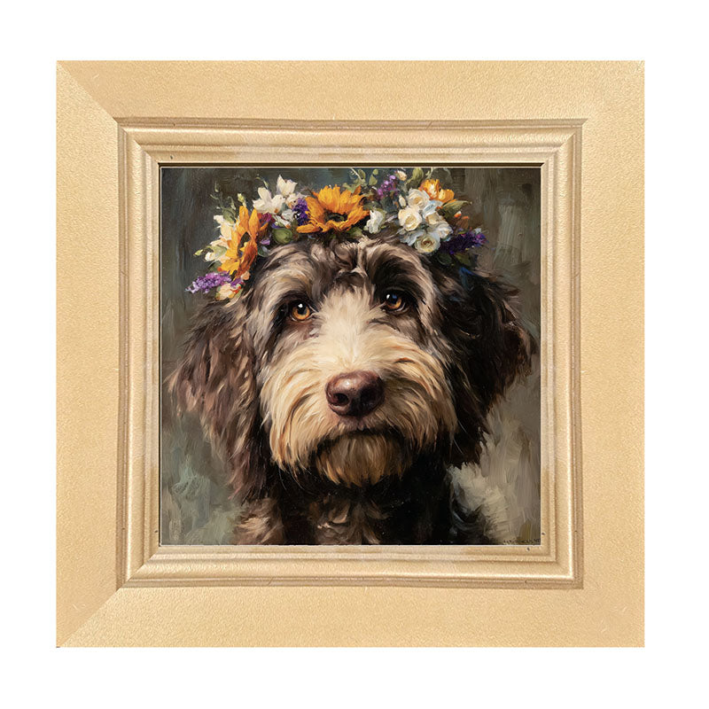 Spring Season Black Labradoodle - Framed Art