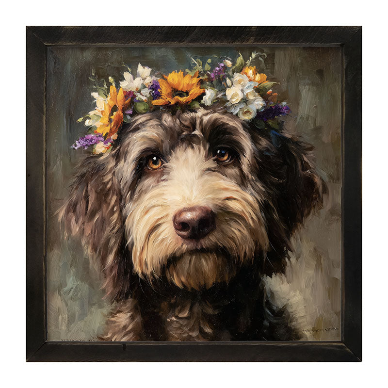 Spring Season Black Labradoodle - Framed Art