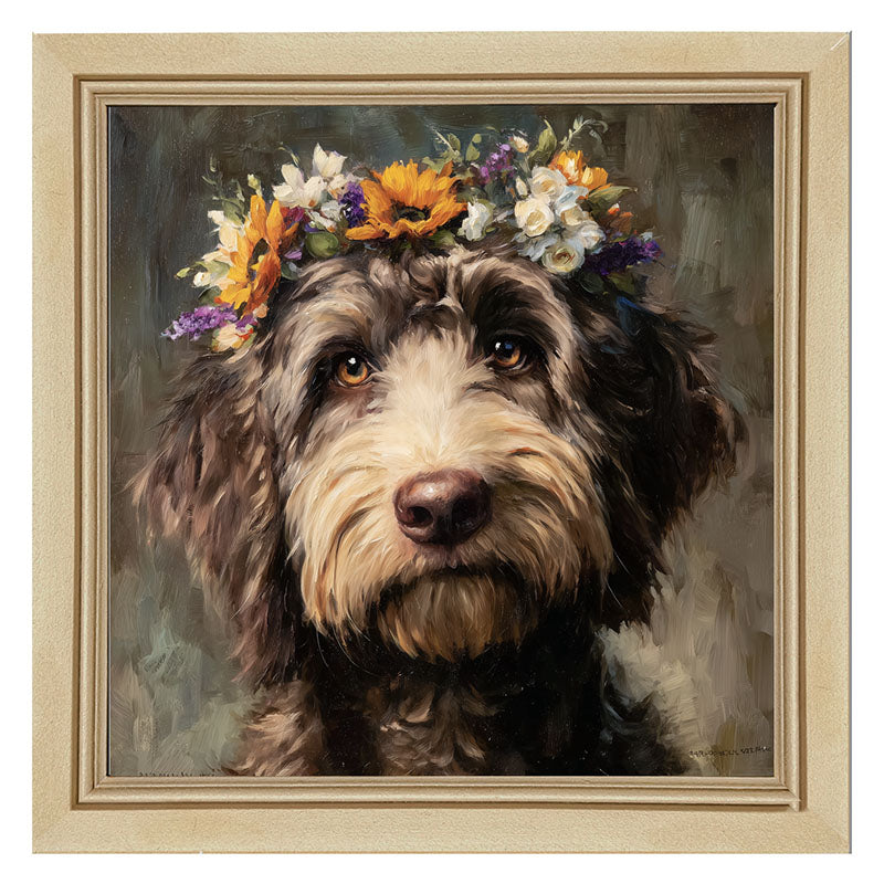 Spring Season Black Labradoodle - Framed Art