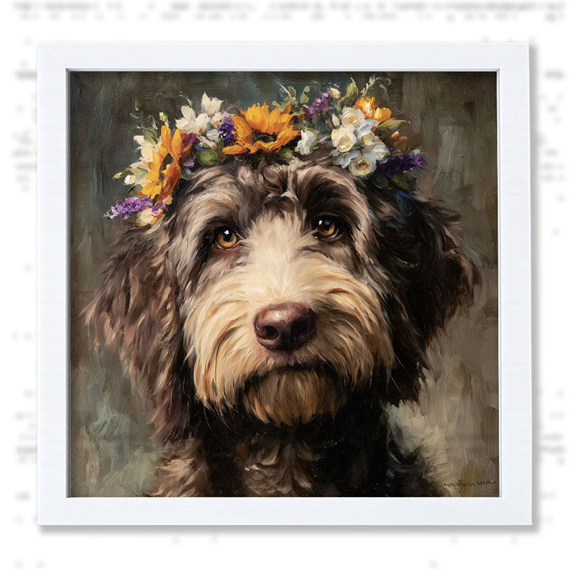 Spring Season Black Labradoodle - Framed Art