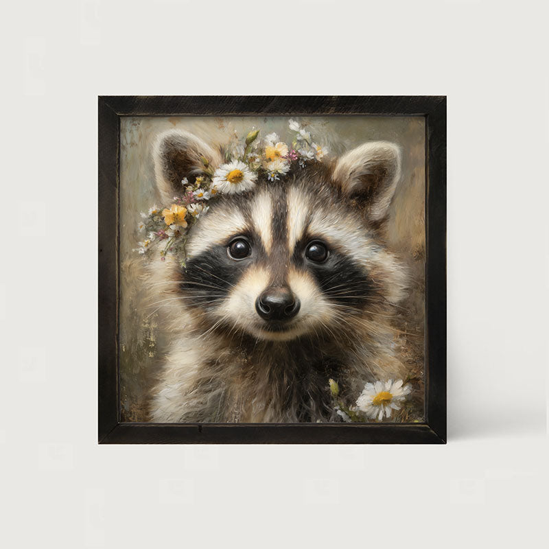 Spring Season Raccoon - Framed Art