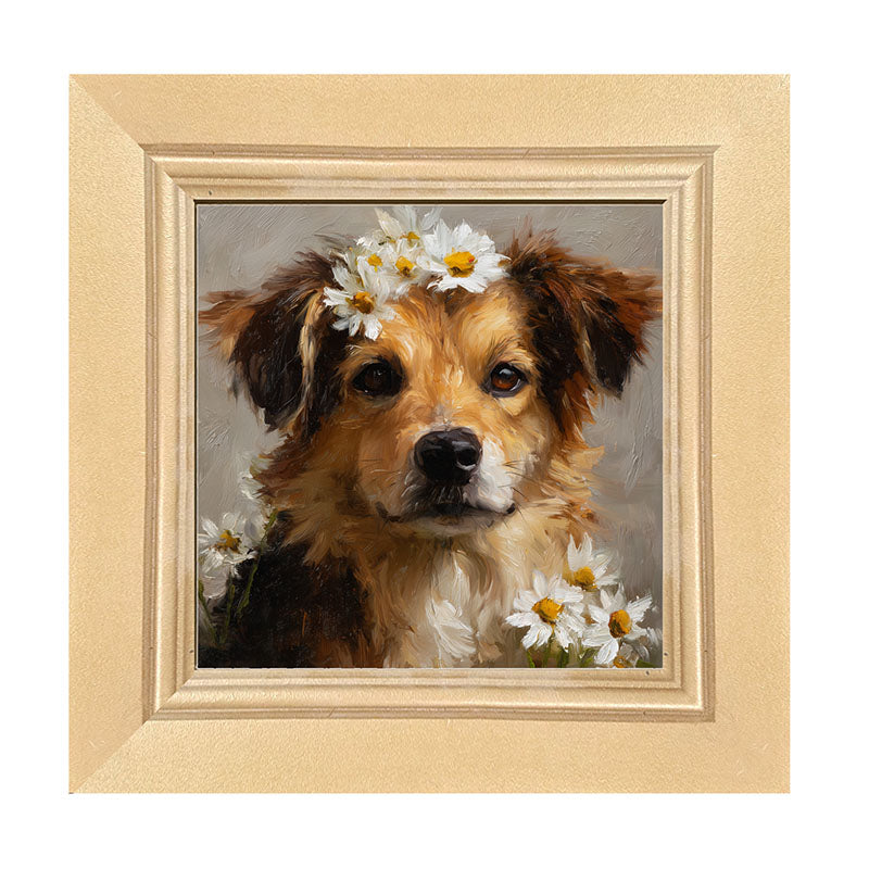 Spring Season Tan Dog - Framed Art