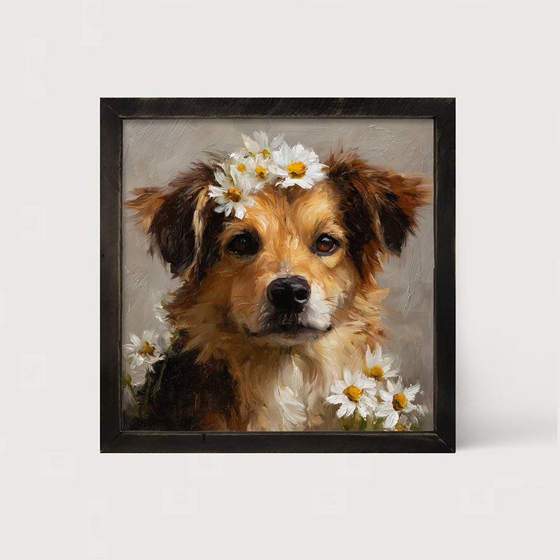 Spring Season Tan Dog - Framed Art