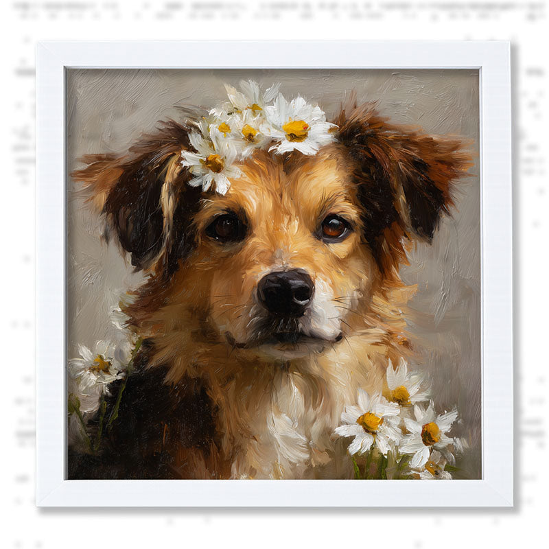 Spring Season Tan Dog - Framed Art