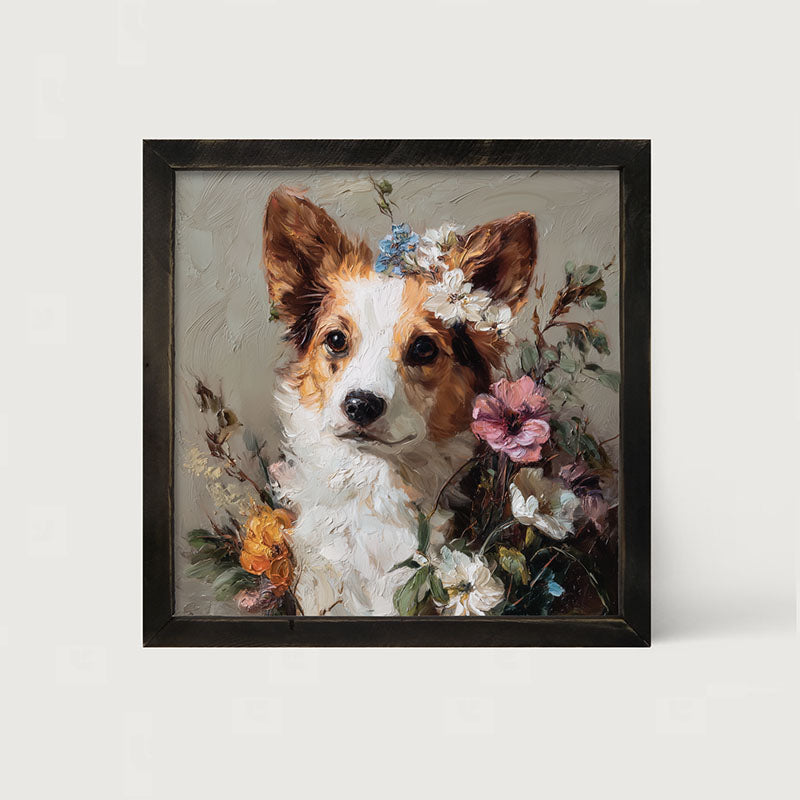Spring Season Corgi - Framed Art