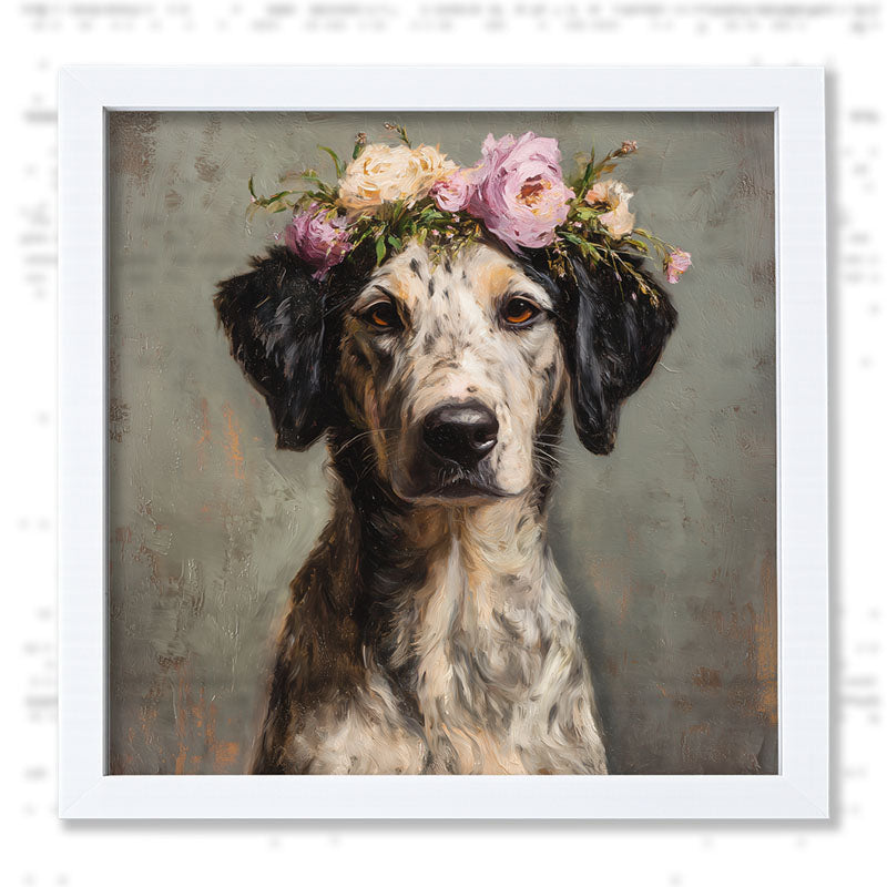 Spring Season Black-Eared Dog - Framed Art