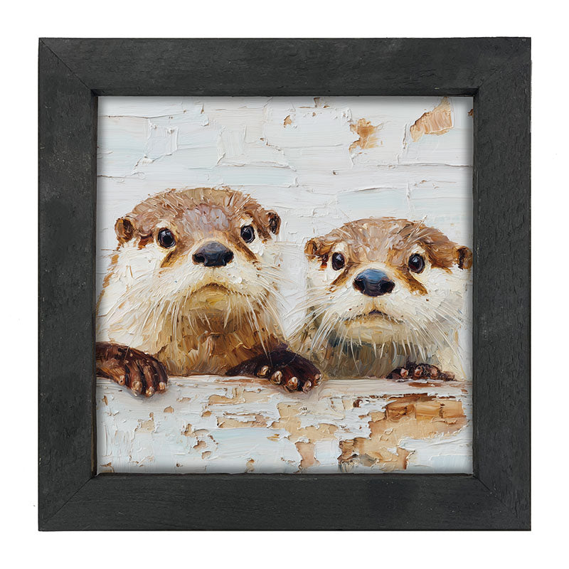Animal Buddies - Posing Otters - Framed Art