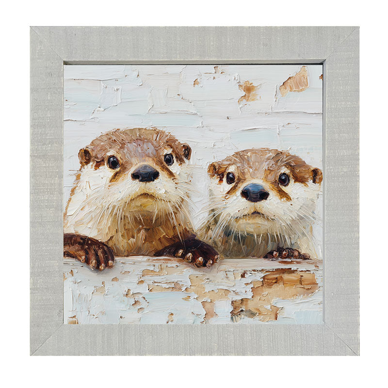Animal Buddies - Posing Otters - Framed Art