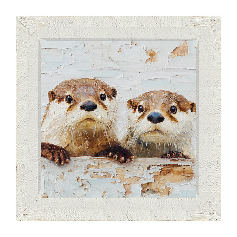 Animal Buddies - Posing Otters - Framed Art