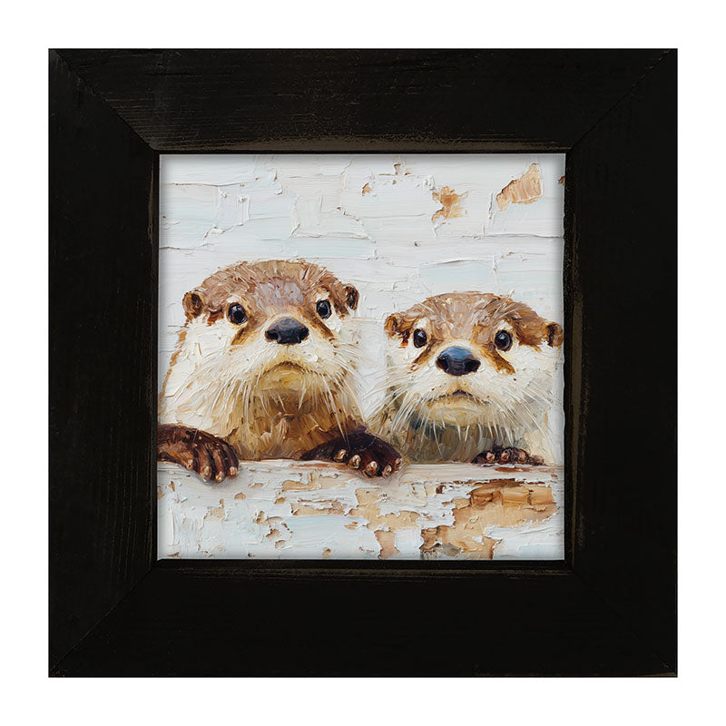Animal Buddies - Posing Otters - Framed Art