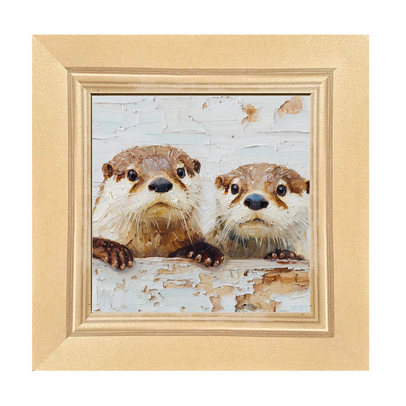 Animal Buddies - Posing Otters - Framed Art