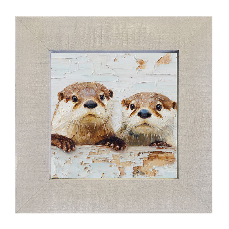 Animal Buddies - Posing Otters - Framed Art