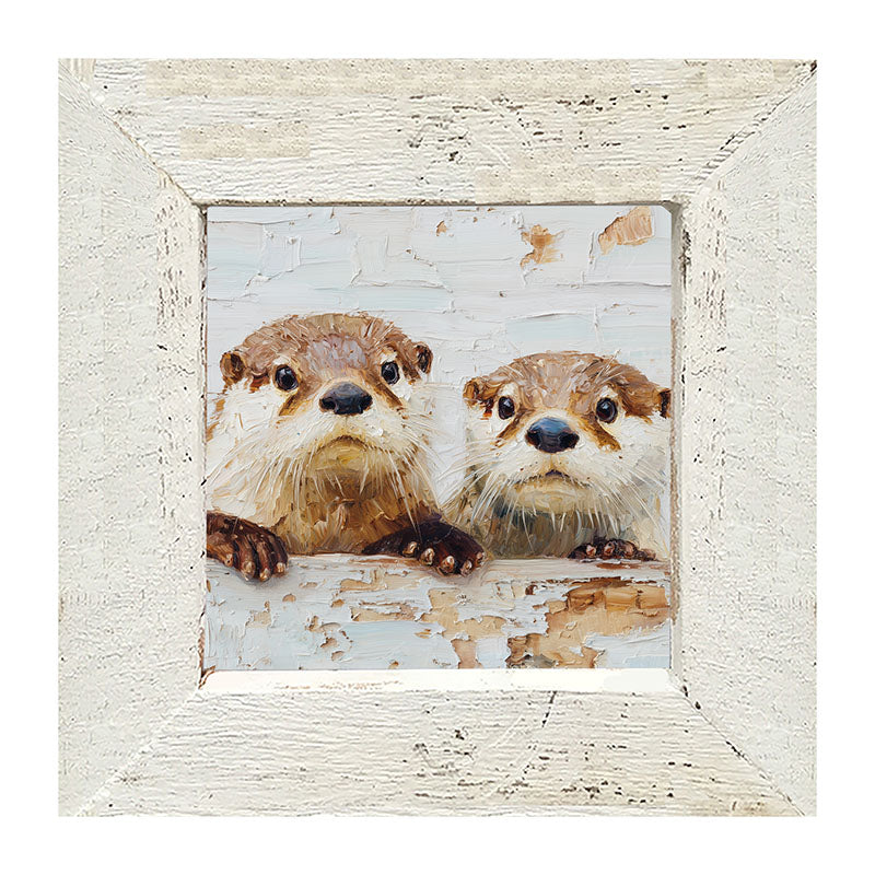 Animal Buddies - Posing Otters - Framed Art