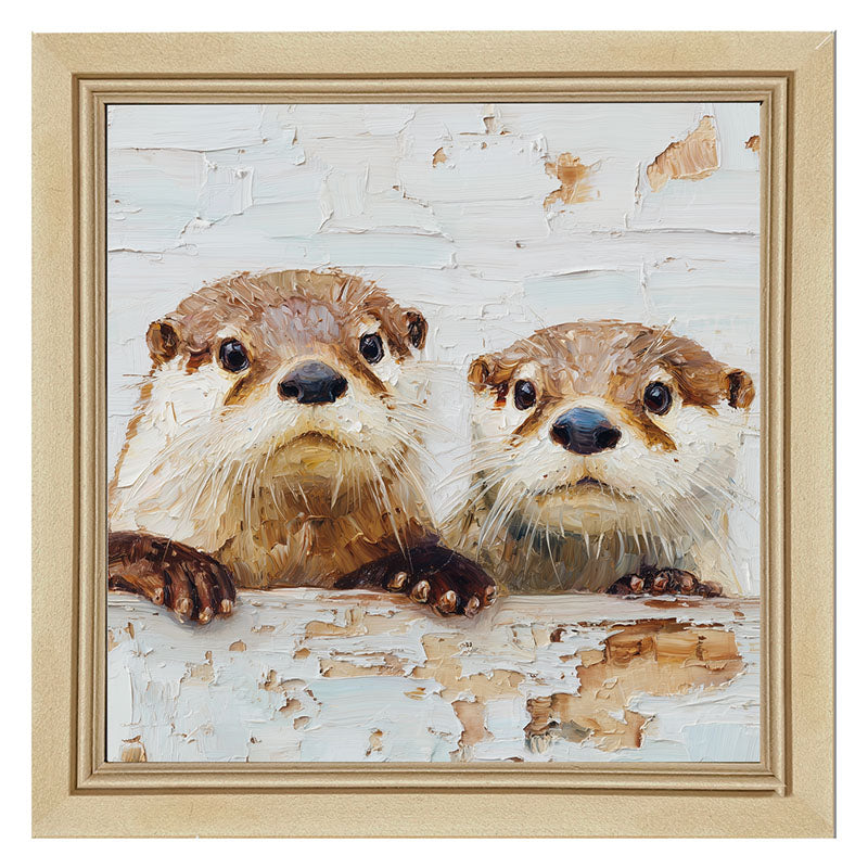 Animal Buddies - Posing Otters - Framed Art