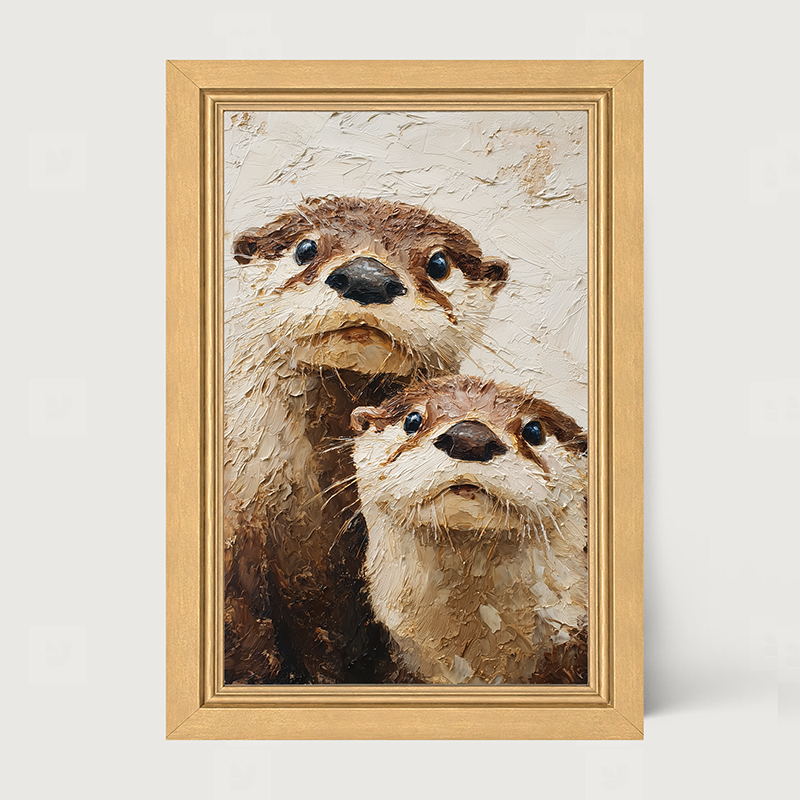 Animal Buddies - Curious Otters - Framed Art