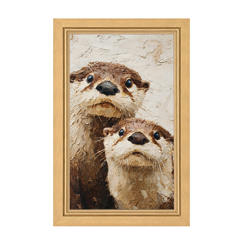 Animal Buddies - Curious Otters - Framed Art