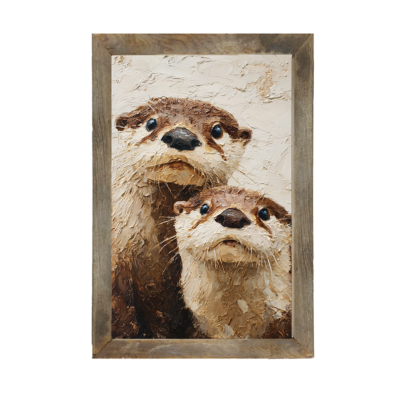 Animal Buddies - Curious Otters - Framed Art