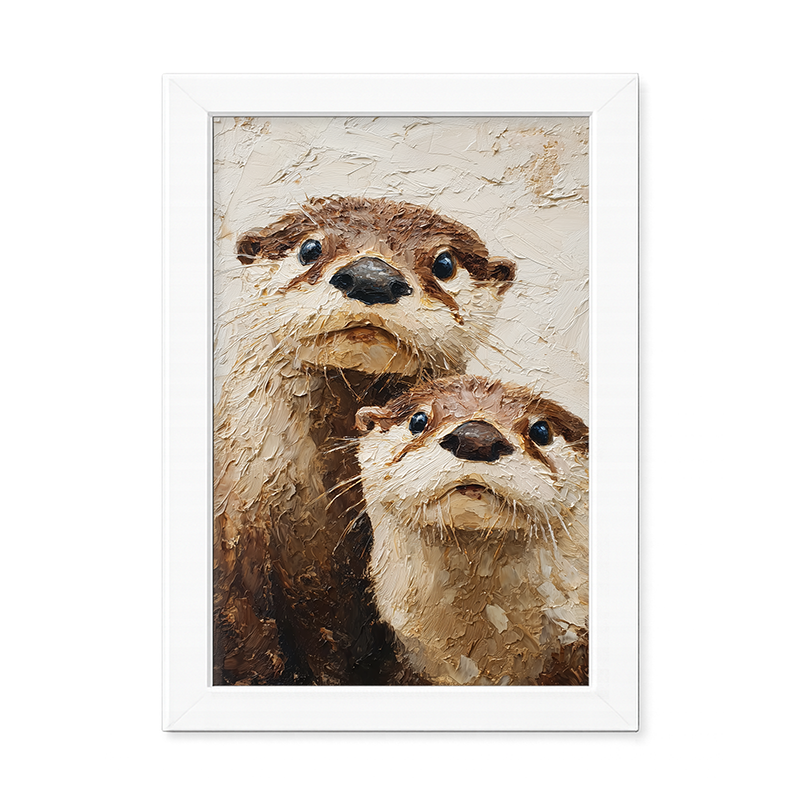 Animal Buddies - Curious Otters - Framed Art
