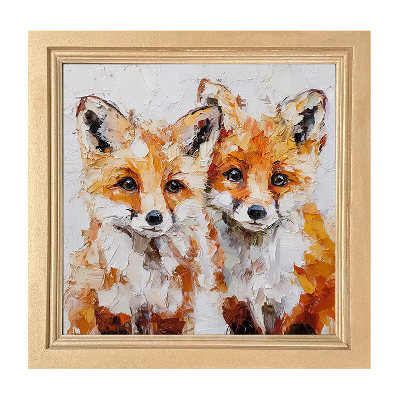 Animal Buddies - Posing Foxes - Framed Art