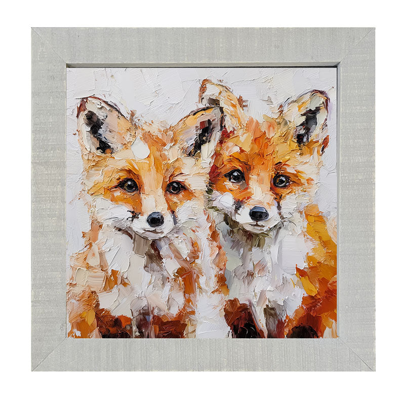 Animal Buddies - Posing Foxes - Framed Art