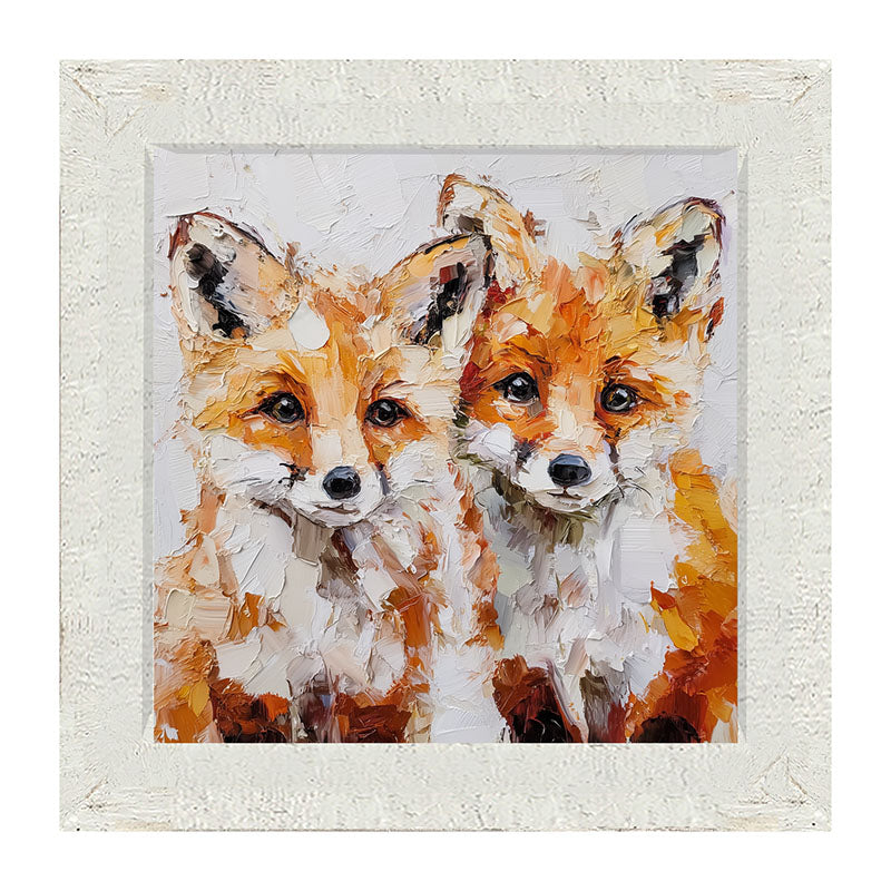 Animal Buddies - Posing Foxes - Framed Art
