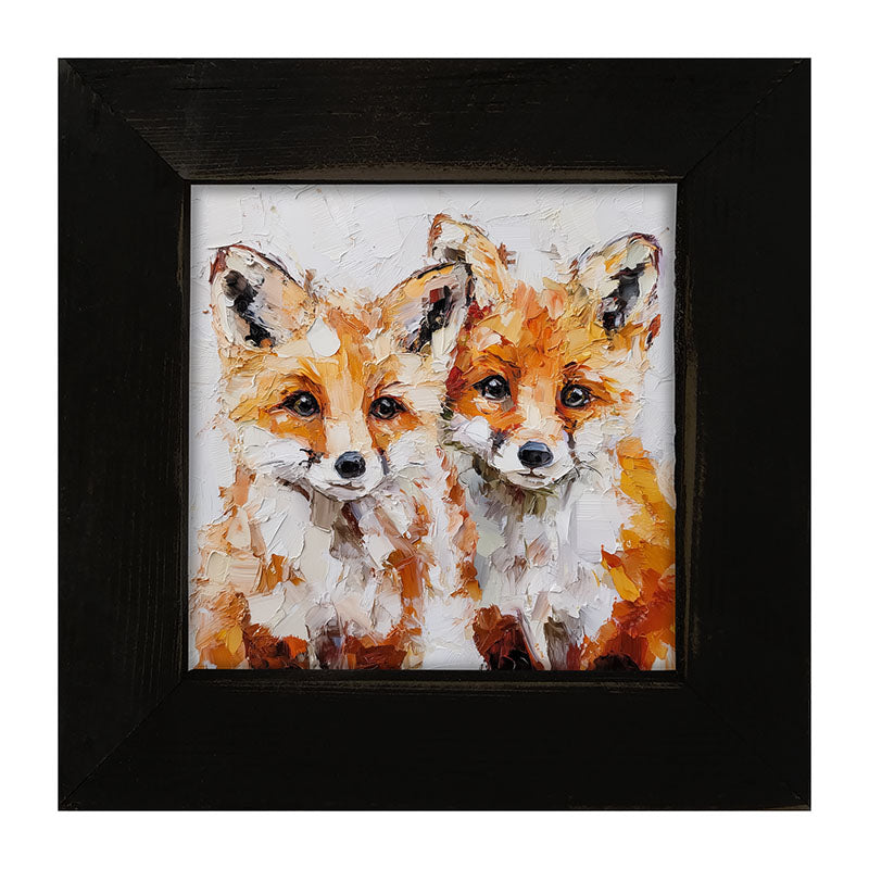 Animal Buddies - Posing Foxes - Framed Art
