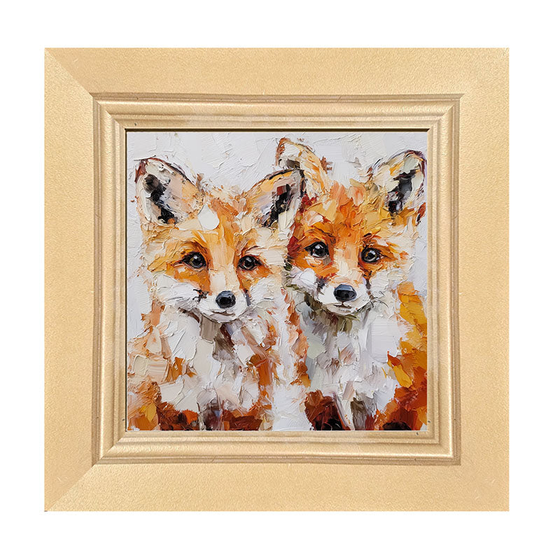 Animal Buddies - Posing Foxes - Framed Art