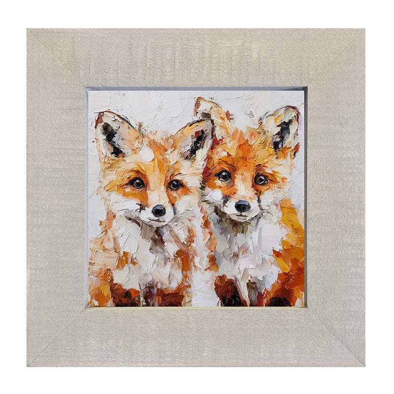 Animal Buddies - Posing Foxes - Framed Art