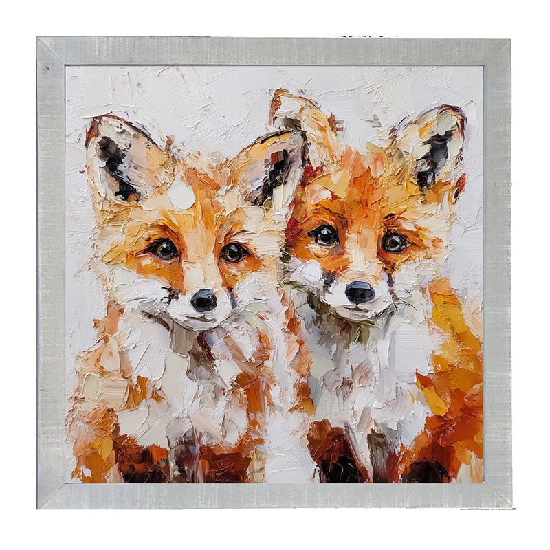Animal Buddies - Posing Foxes - Framed Art