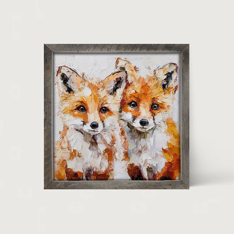 Animal Buddies - Posing Foxes - Framed Art