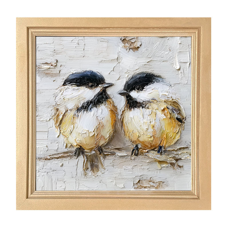 Animal Buddies - Posing Chickadees - Framed Art
