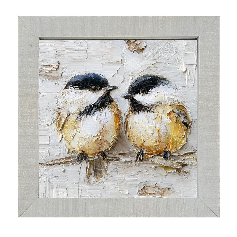 Animal Buddies - Posing Chickadees - Framed Art