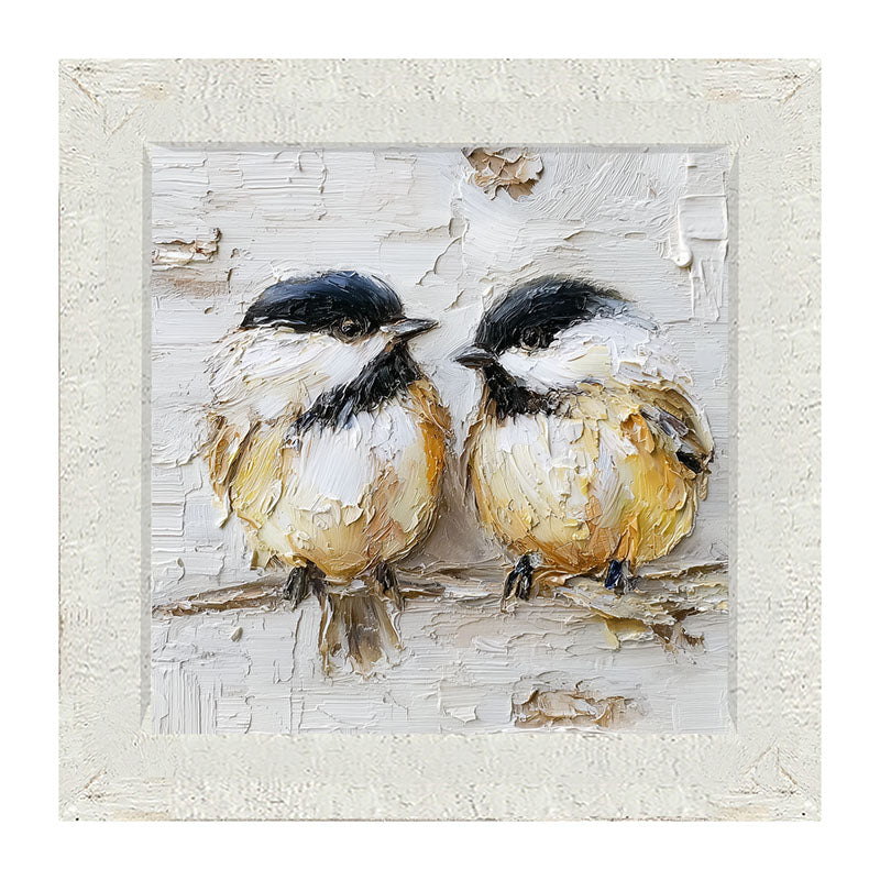 Animal Buddies - Posing Chickadees - Framed Art