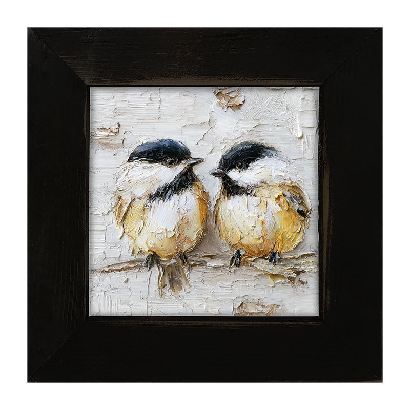 Animal Buddies - Posing Chickadees - Framed Art