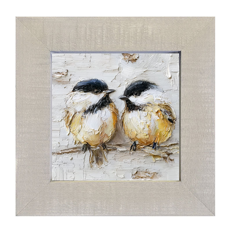 Animal Buddies - Posing Chickadees - Framed Art
