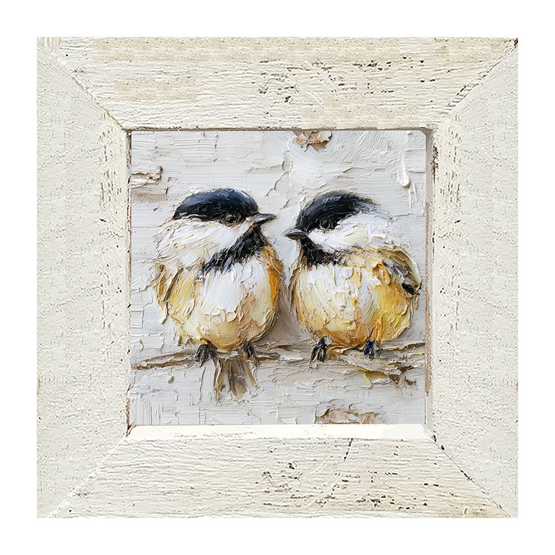 Animal Buddies - Posing Chickadees - Framed Art