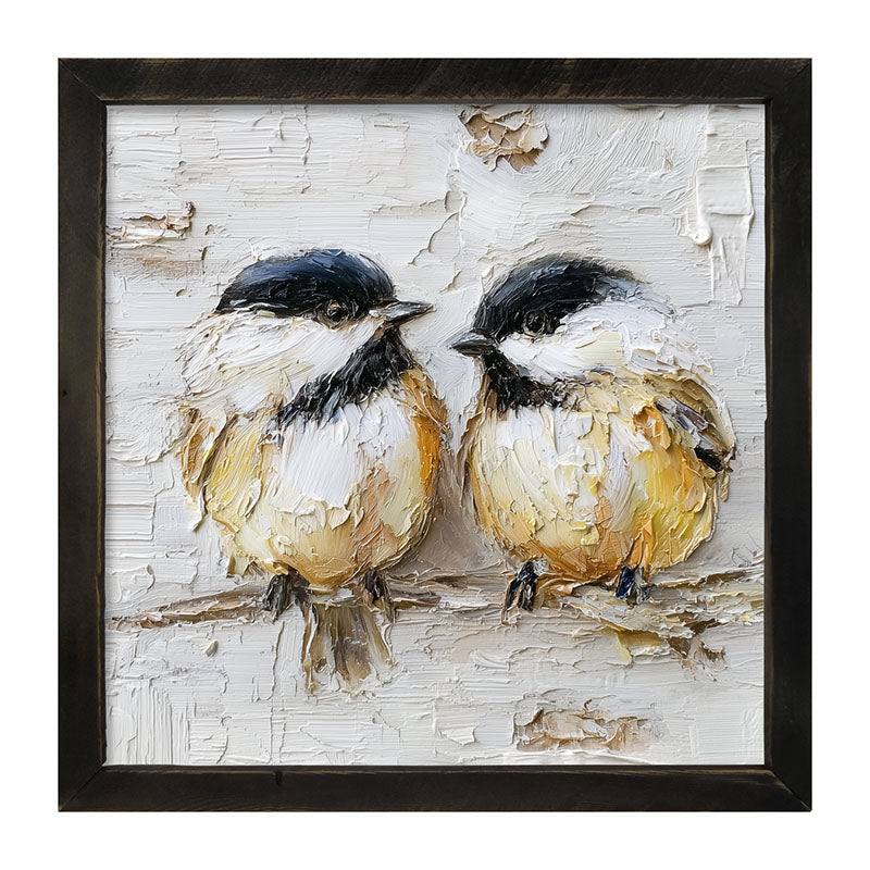 Animal Buddies - Posing Chickadees - Framed Art