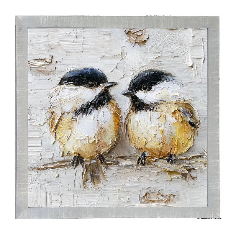 Animal Buddies - Posing Chickadees - Framed Art