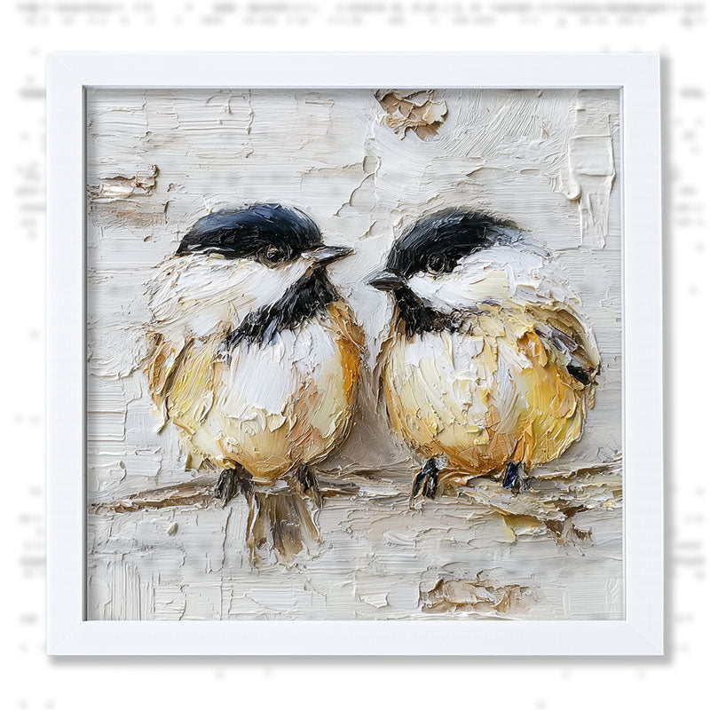 Animal Buddies - Posing Chickadees - Framed Art