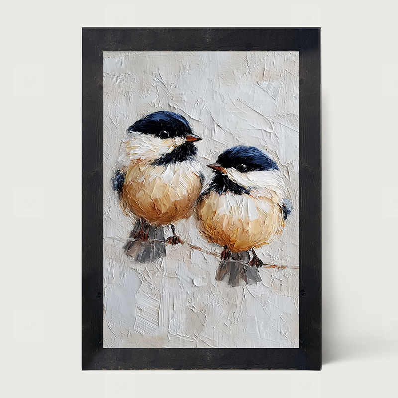 Animal Buddies - Curious Chickadees - Framed Art